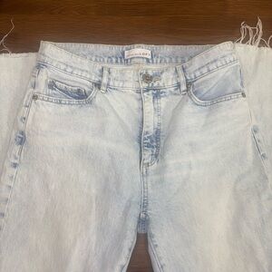 LOFT High Waist Kick Crop Distressed Hem Jeans